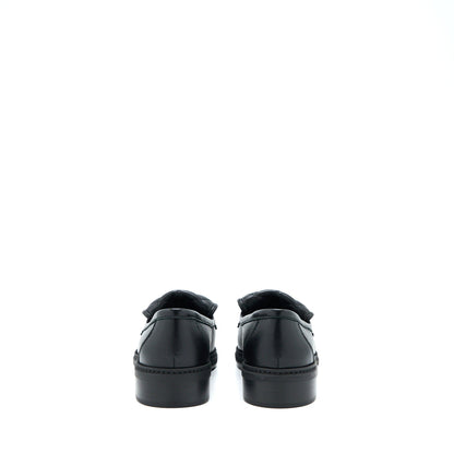 Chanel Size 37.5 Turnlock Loafers Quilted Leather Black LGHW
