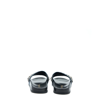 Chanel Size 39 CC Logo Dropped/Leather Chain Sandals Multicolour