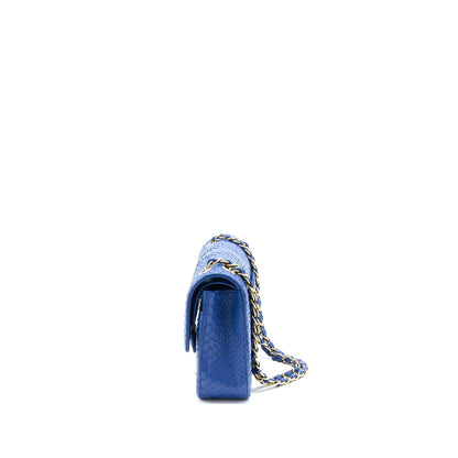 Chanel Medium Classic Double Flap Bag Python Blue GHW