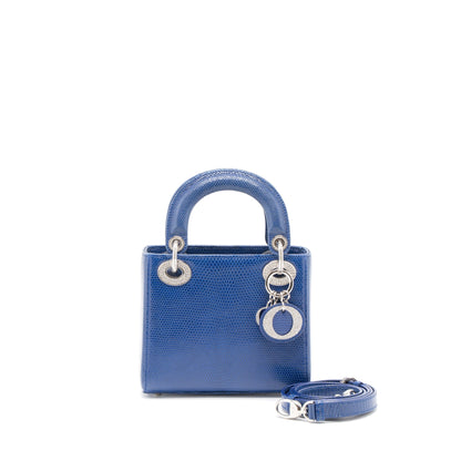 Dior Mini Lady Dior Lizard Blue Crystal