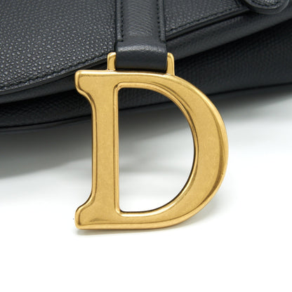 Dior Medium Saddle Purse Grained Calfskin Black