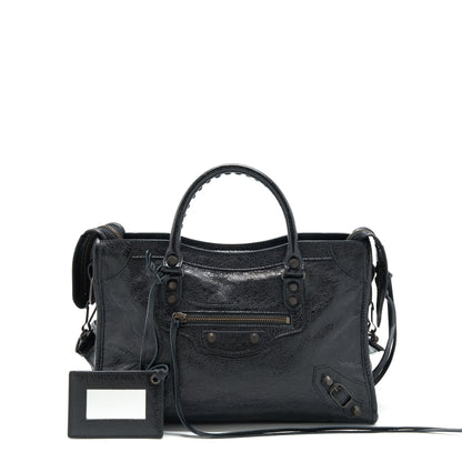 Balenciaga Small Classic City Crossbody Purse black with Logo print strap