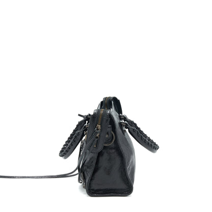Balenciaga Small Classic City Crossbody Purse black with Logo print strap
