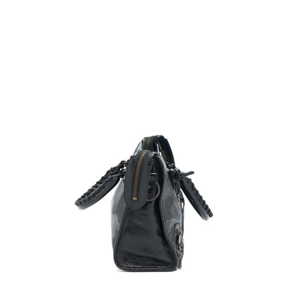 Balenciaga Small Classic City Crossbody Purse black with Logo print strap