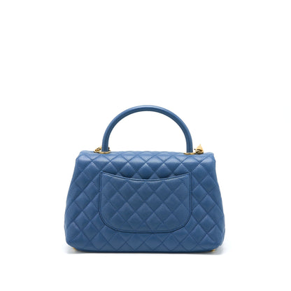 Chanel Medium Coco Handle Flap Bag Caviar Blue GHW