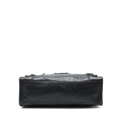 Balenciaga Small Classic City Crossbody Purse black with Logo print strap