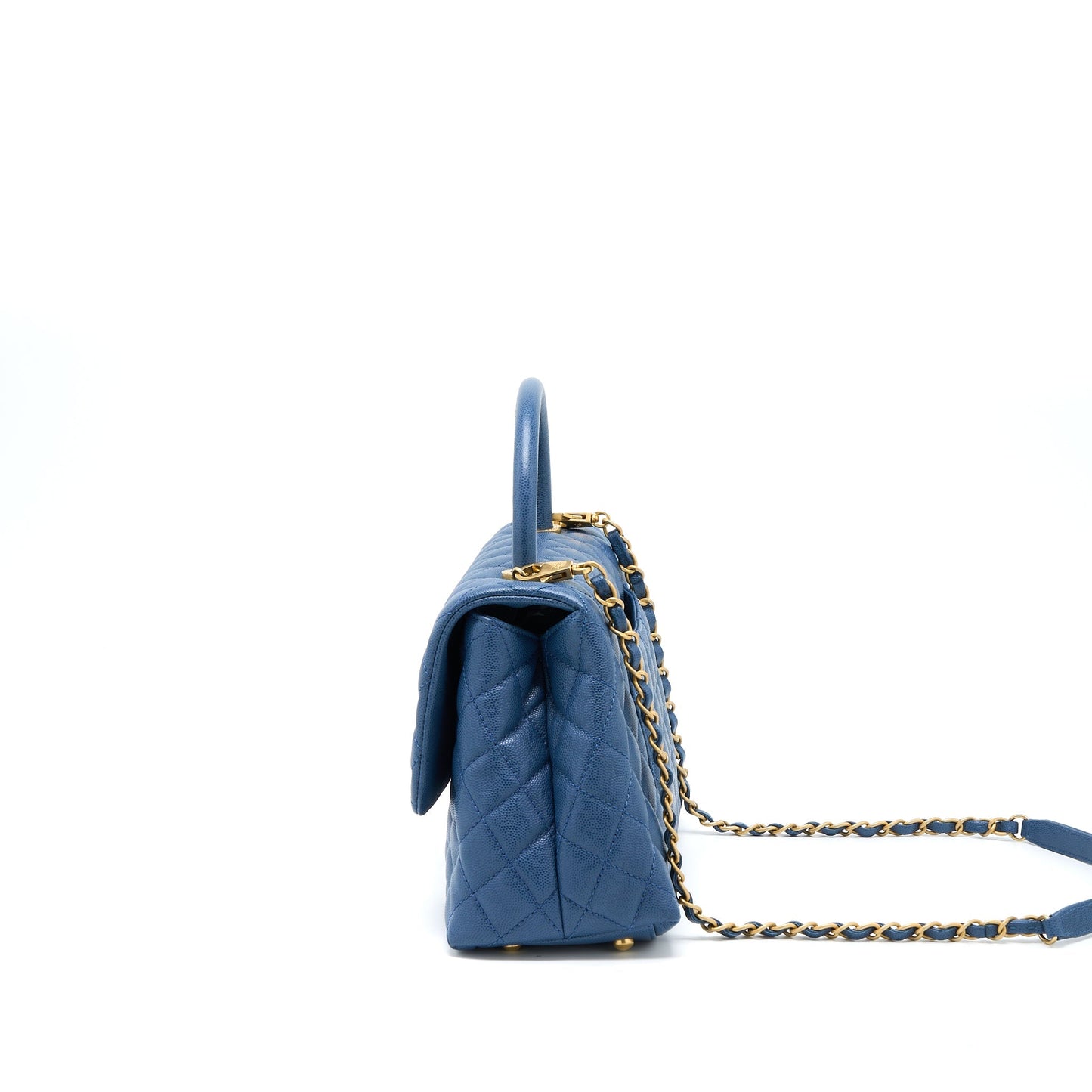 Chanel Medium Coco Handle Flap Bag Caviar Blue GHW