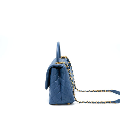 Chanel Medium Coco Handle Flap Bag Caviar Blue GHW