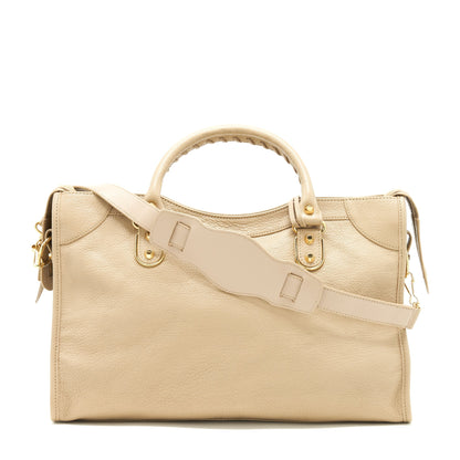 Balenciaga Medium Metallic edge City Purse beige