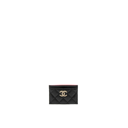 Chanel 23P Quilted CC Logo Card Holder Caviar Black LGHW (Microchip)