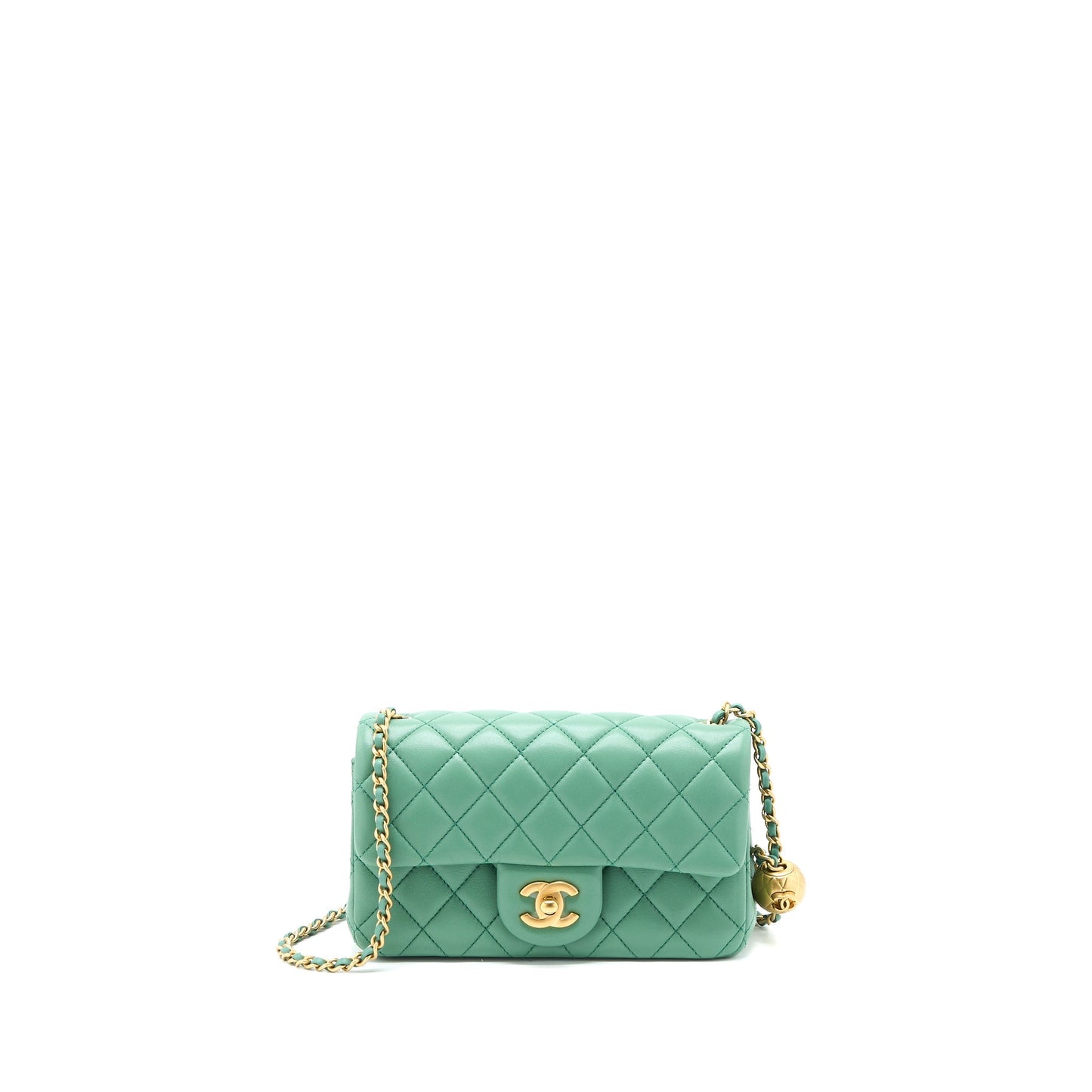 Chanel Pearl Crush Mini Rectangular Flap Bag Lambskin Green GHW (Microchip)