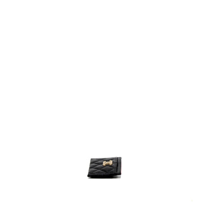 Chanel 23P Quilted CC Logo Card Holder Caviar Black LGHW (Microchip)