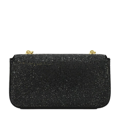 CELINE  Triomphe Claude Suede Strass Shoulder Bag Black