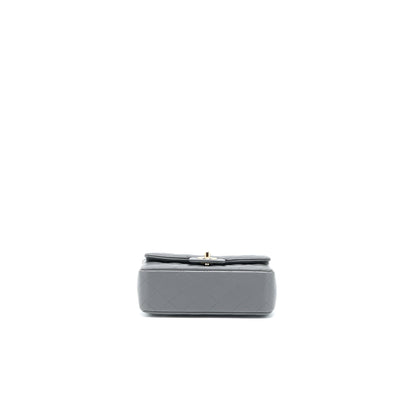 Chanel Top handle Mini Rectangular Flap Bag Lambskin Grey LGHW (Microchip)