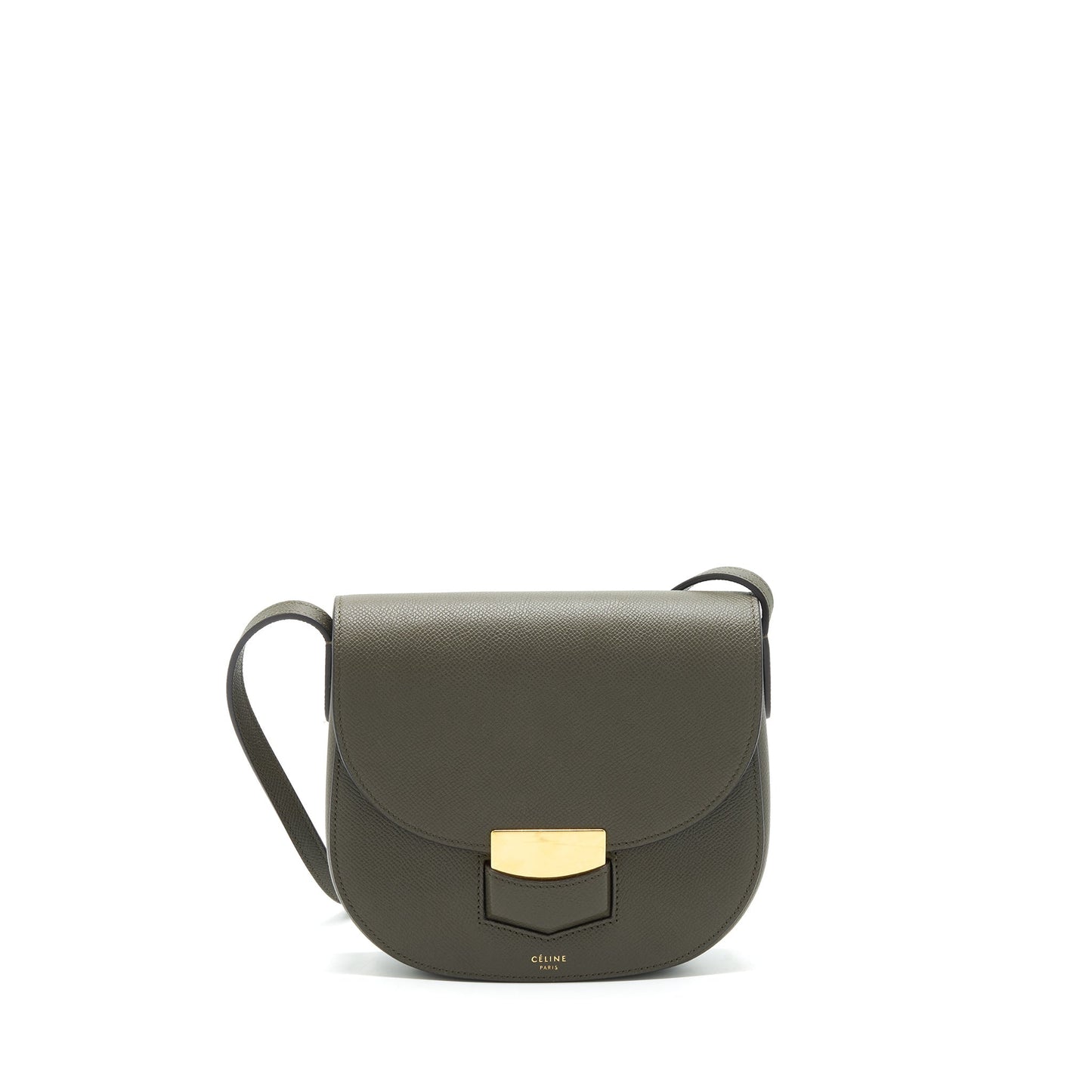 Celine Small Trotteur Purse grained calfskin Olive green