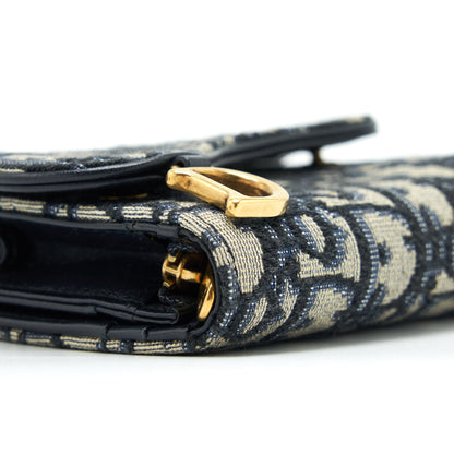 Dior Saddle Compact Wallet Blue Oblique Canvas