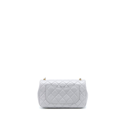 Chanel Pearl Crush Mini Rectangular Flap Bag Lambskin Light Grey Brushed GHW (Microchip)