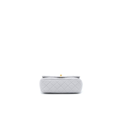 Chanel Pearl Crush Mini Rectangular Flap Bag Lambskin Light Grey Brushed GHW (Microchip)