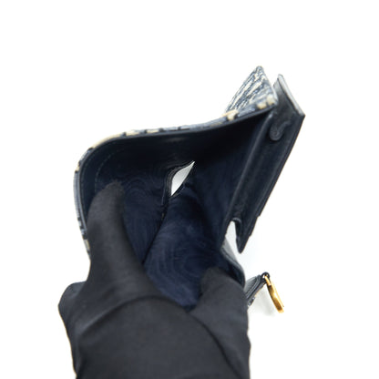 Dior Saddle Compact Wallet Blue Oblique Canvas