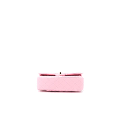 Chanel Small Classic Flap Bag Lambskin Pink LGHW (Microchip)