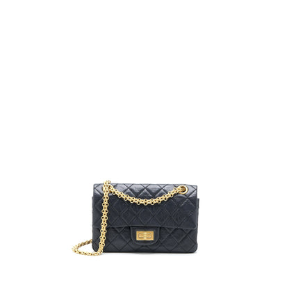 Chanel Mini 2.55 Reissue Flap Bag Aged Calfskin Black Brushed GHW (Microchip)