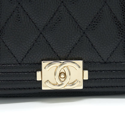 Chanel Classic Boy Zip Cardholder Caviar Black LGHW