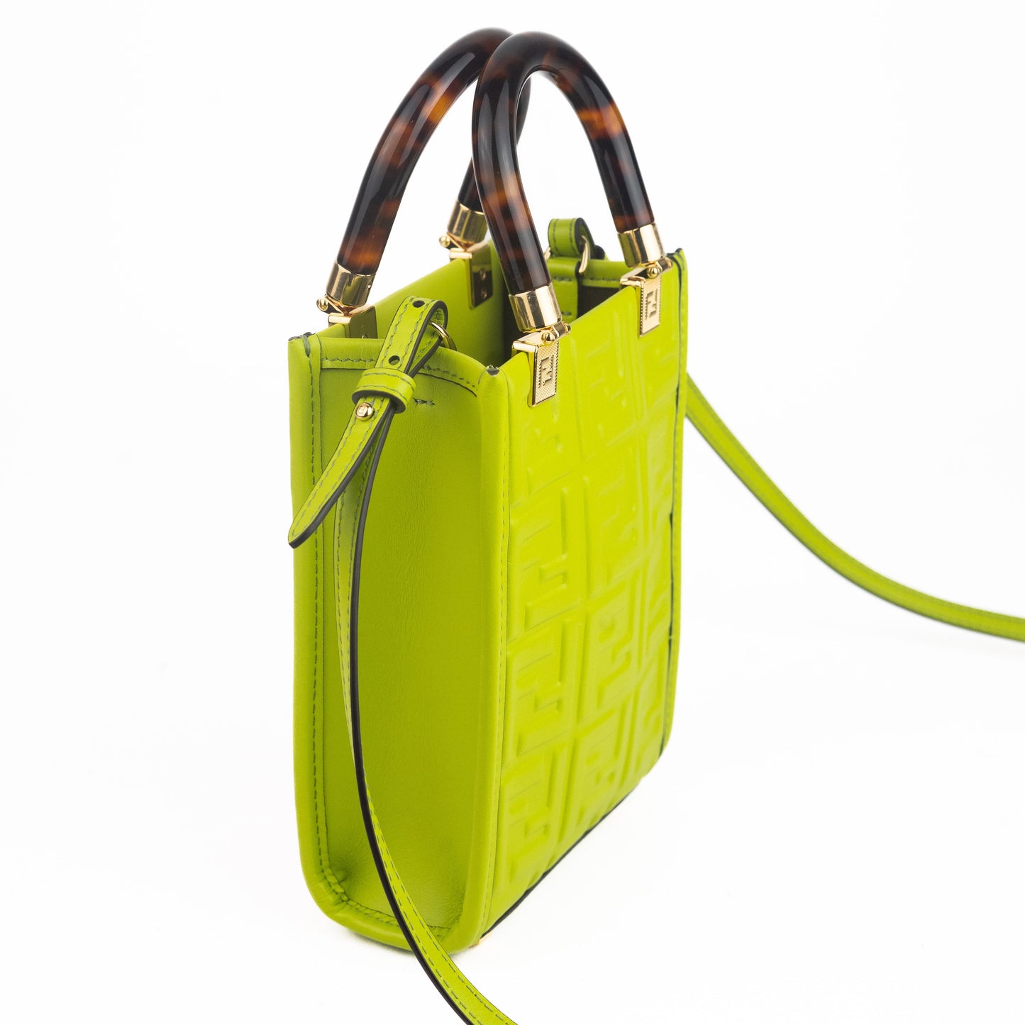 Fendi Mini Sunshine Shopper Bag in Acid Green