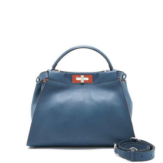 Fendi Medium Peekaboo Purse dark blue Multi colour Hardware