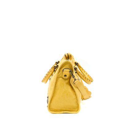 Balenciaga Classic City Purse Lambskin Yellow with Black Hardware