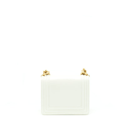 Chanel Mini Boy Handbag Calfskin White GHW (Microchip)