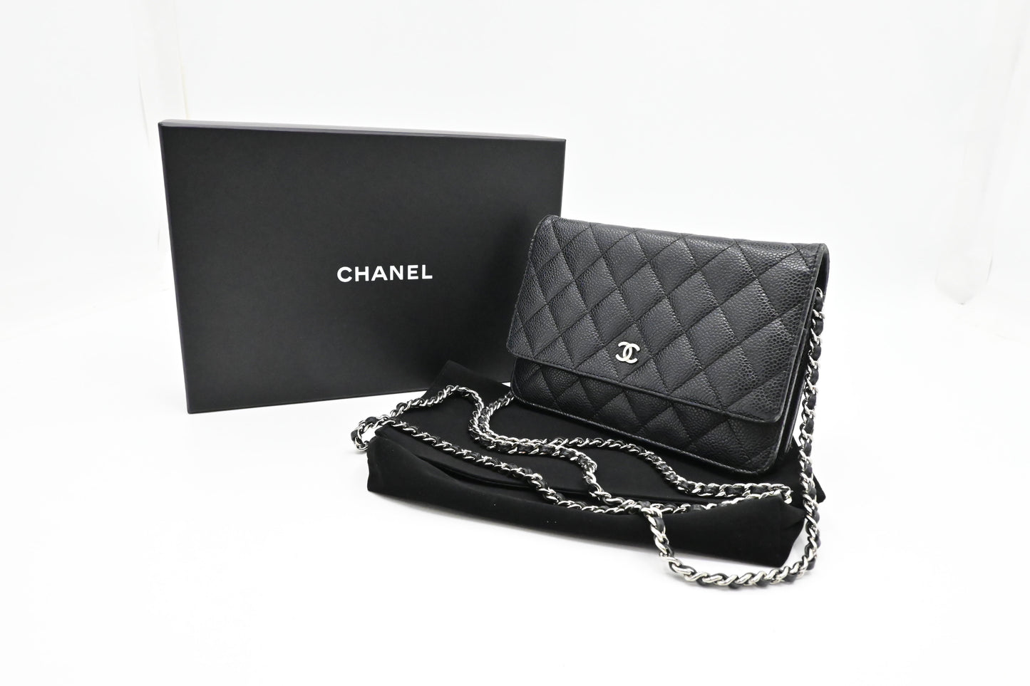 Chanel Wallet on Chain in Black MattelassÃÂ© Caviar Leather