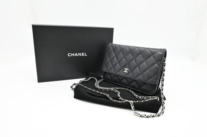 Chanel Wallet on Chain in Black MattelassÃÂ© Caviar Leather