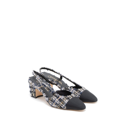 Chanel Size 38.5 Slings Shoes Tweed/Leather Multicolour