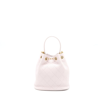 Chanel Drawstring Bucket Bag Lambskin Light Pink GHW