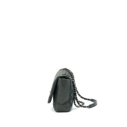 Chanel Quilted Flap Bag Iridescent Calfskin Dark Green Ruthenium SHW