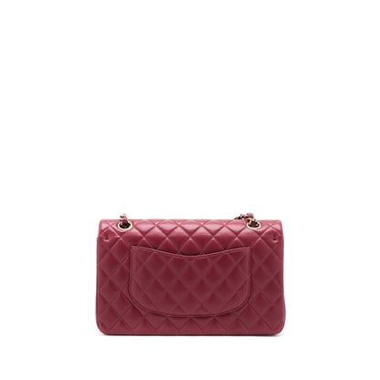 Chanel Medium Classic Flap Bag Lambskin Dark Red LGHW (Microchip)