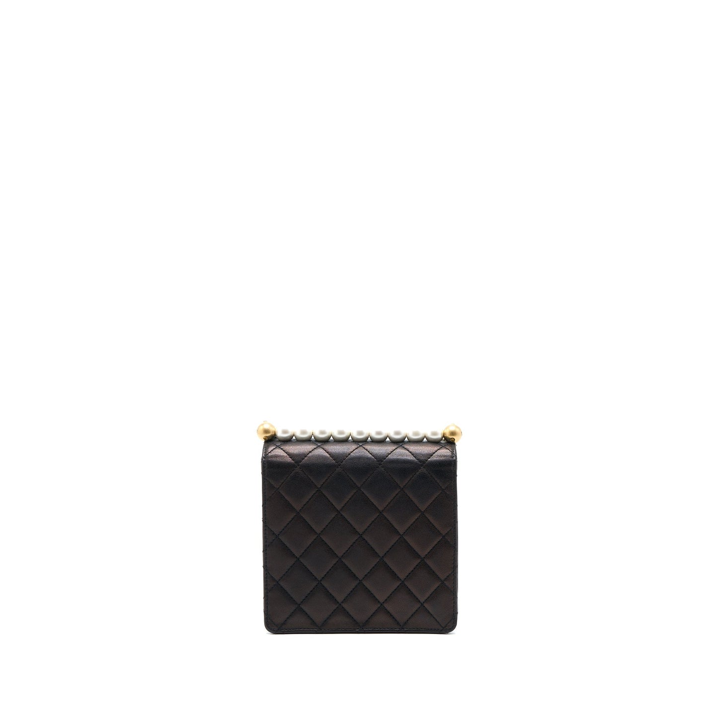 Chanel Vertical Pearl Flap Bag Goatskin Black Brushed GHW