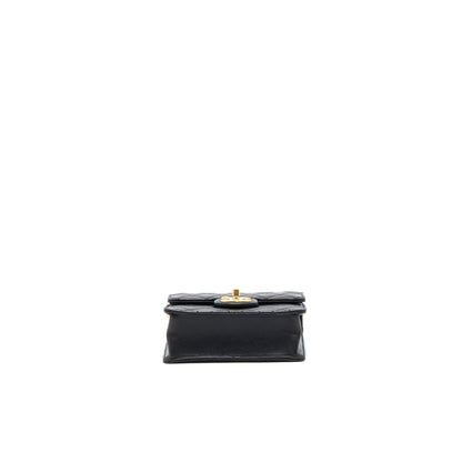 Chanel Vertical Pearl Flap Bag Goatskin Black Brushed GHW