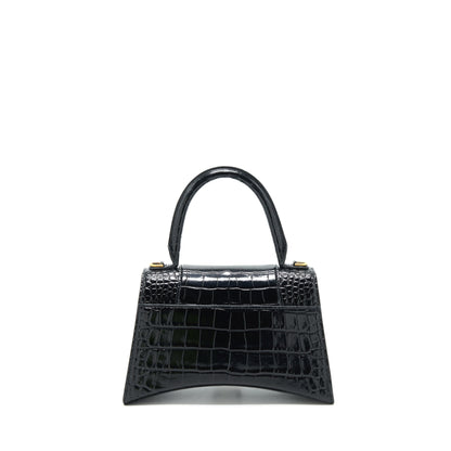 Balenciaga Hourglass S Crocodile-Embossed leather handbag Black
