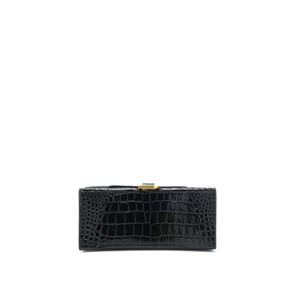 Balenciaga Hourglass S Crocodile-Embossed leather handbag Black