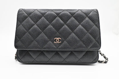 Chanel Wallet on Chain in Black MattelassÃÂ© Caviar Leather
