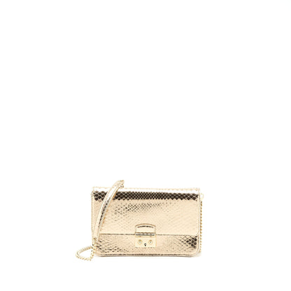 Dior Flap Purse with Chain Python Gold