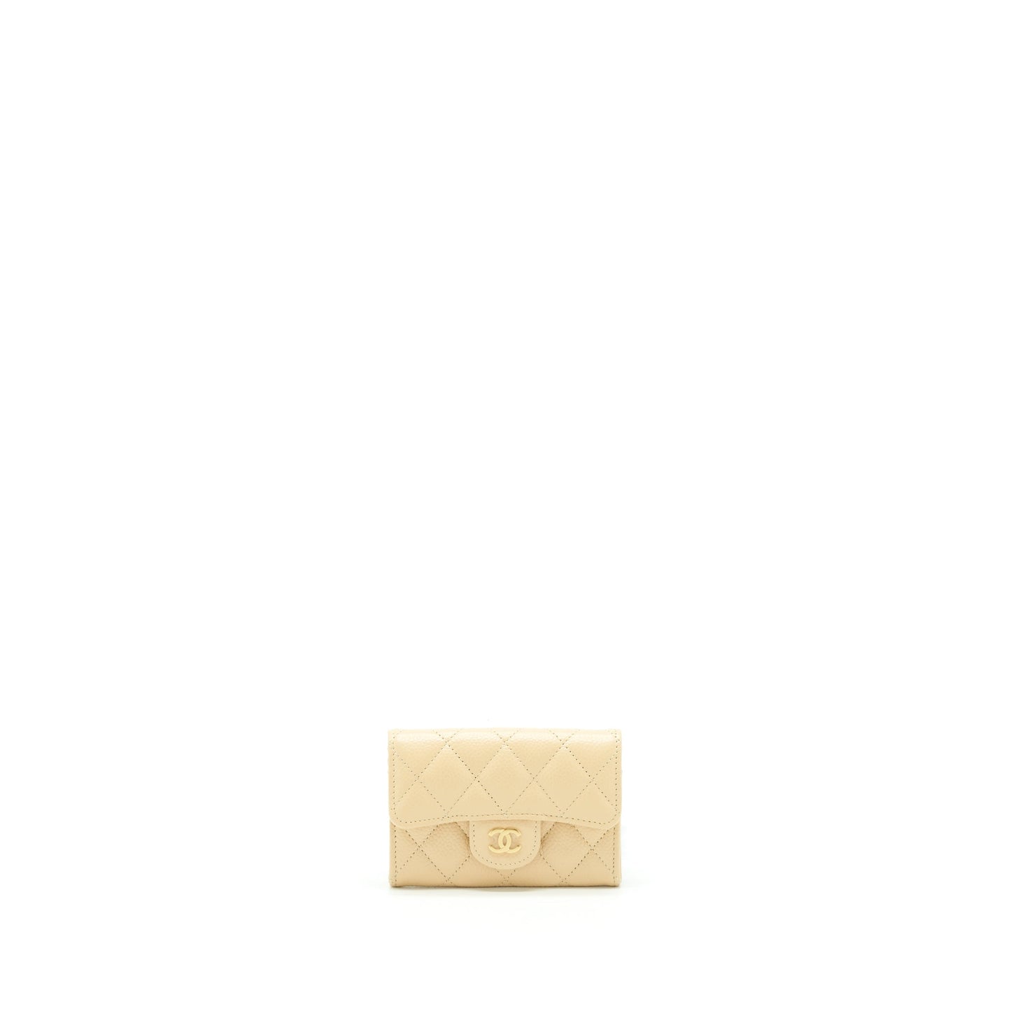 Chanel Classic Flap Card Holder Caviar Beige GHW