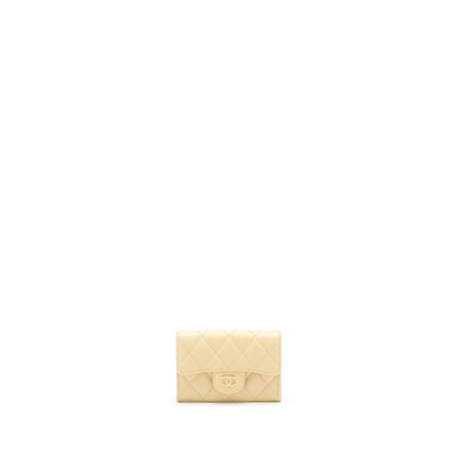 Chanel Classic Flap Card Holder Caviar Beige GHW