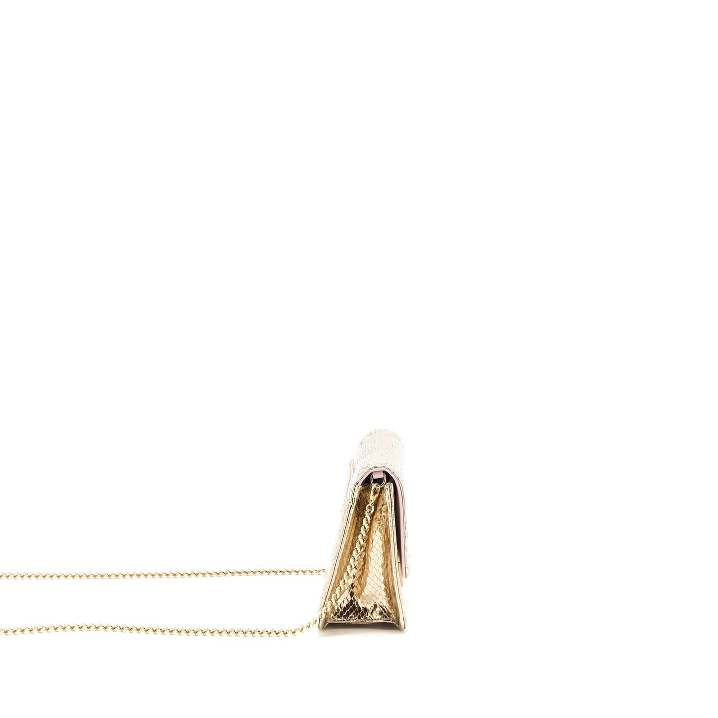 Dior Flap Purse with Chain Python Gold