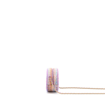 Chanel Round Clutch with Chain Lambskin/Tweed Multicolour GHW