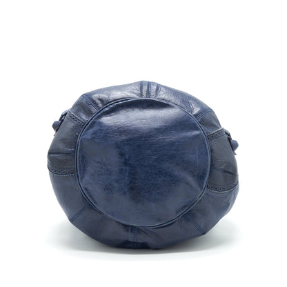Balenciaga Giant Pompon Bucket Purse Navy
