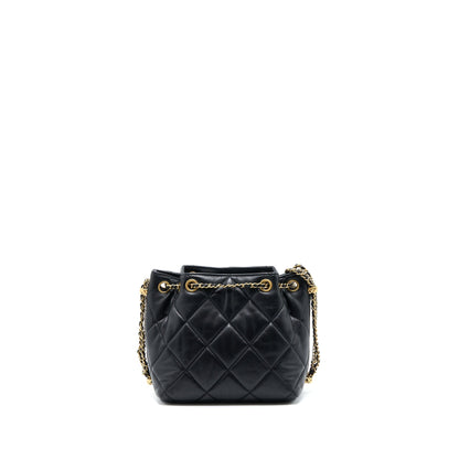 Chanel Drawstring Bucket Bag Lambskin Black GHW (Microchip)