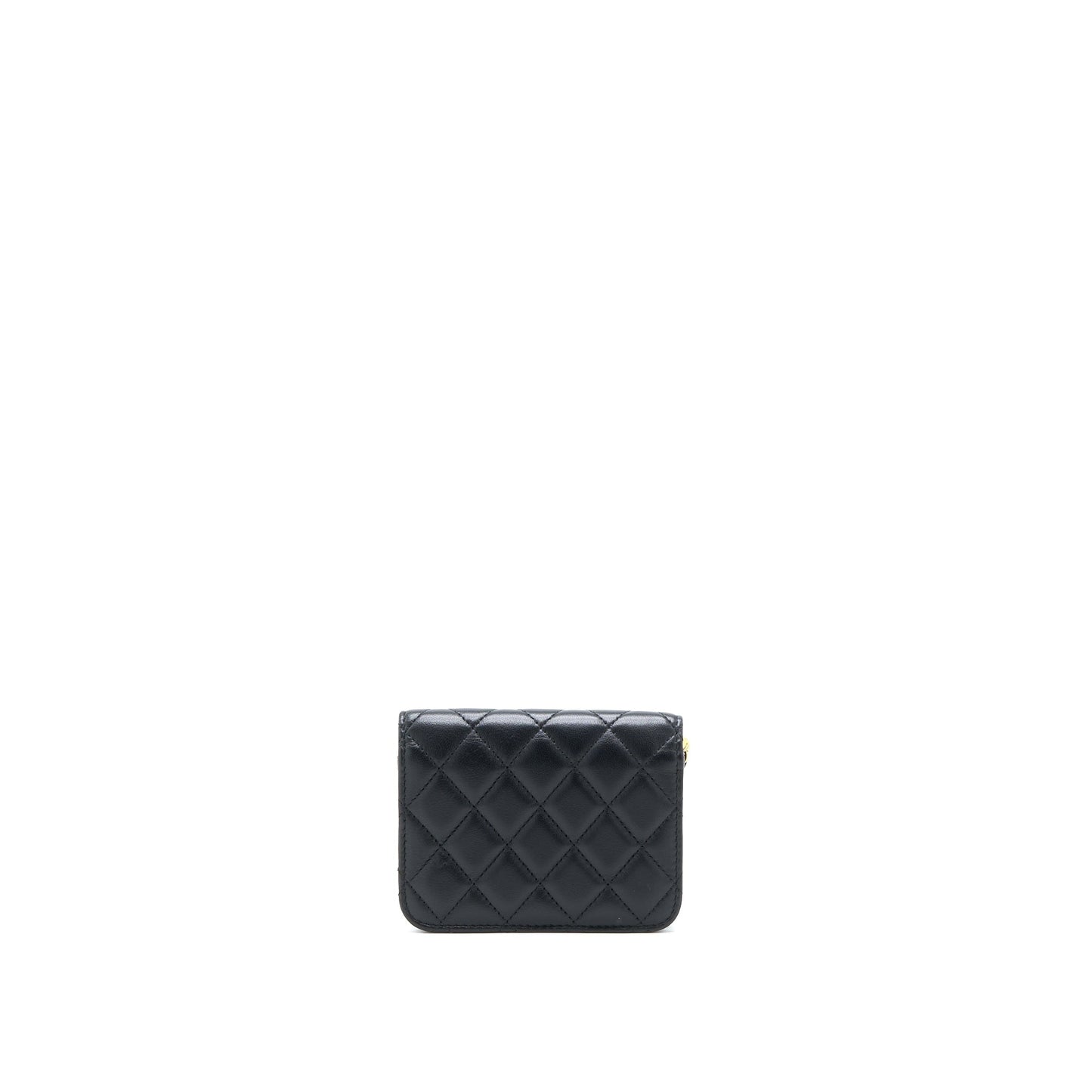 Chanel Pearl Crush Mini Flap Belt Bag with Chain Lambskin Black Brushed GHW