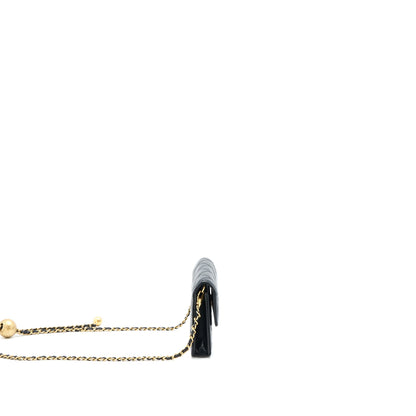Chanel Pearl Crush Mini Flap Belt Bag with Chain Lambskin Black Brushed GHW
